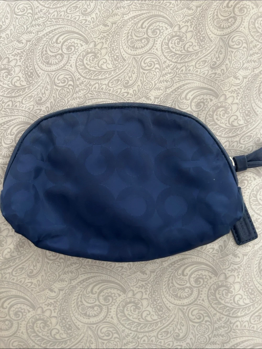 Coach Navy Blue Signature Nylon Cosmetic Pouch